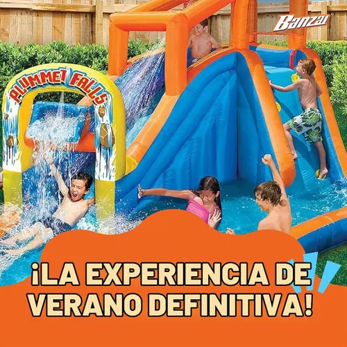 Vista 5 de Banzai Parque inflable Plummet Falls - Tobogán acuático y pared - Edades 4