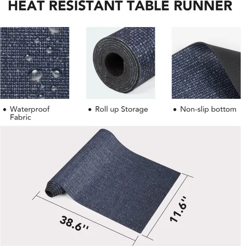 Vista 4 de Tapete de mesa de salvamanteles para platos calientes, 12 x 40 pulgadas, resistente al calor, impermeable, decorativo, para granja, cocina