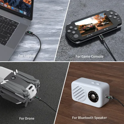 Vista 9 de SOOPII Cable USB C a USB C de 100 W, cable trenzado tipo C de nailon de 1 pie con pantalla LED para iPhone 15/15 Pro/15 Plus/15 Pro Max, MacBook