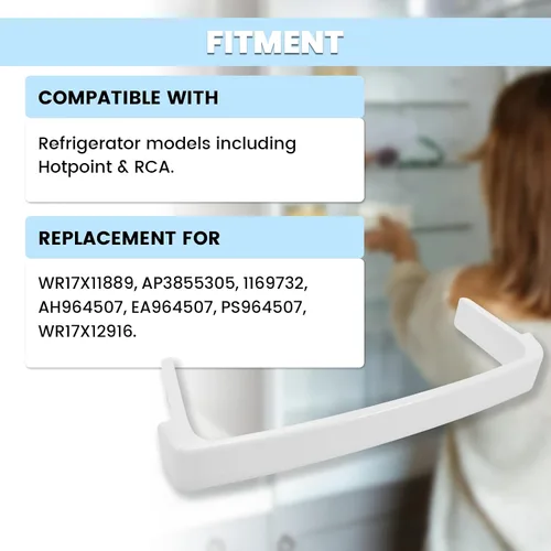 Vista 2 de HECASA WR17X11889 AP3855305 Barra de estante fija de retención de puerta de refrigerador para 1169732 AH964507 EA964507 PS964507 WR17X12916