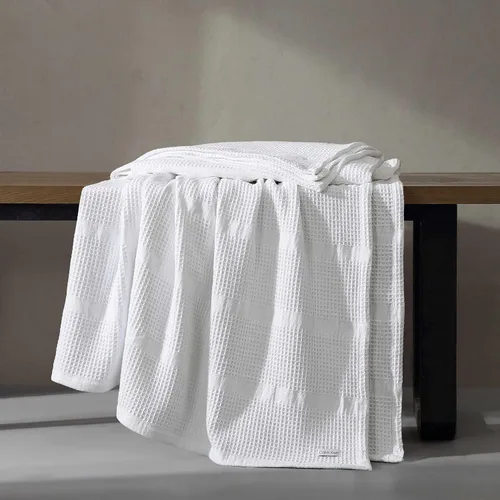 Vista 5 de Calvin Klein - Manta Queen, ropa de cama de algodón suave, manta de cama de peso medio (blanco, Queen)