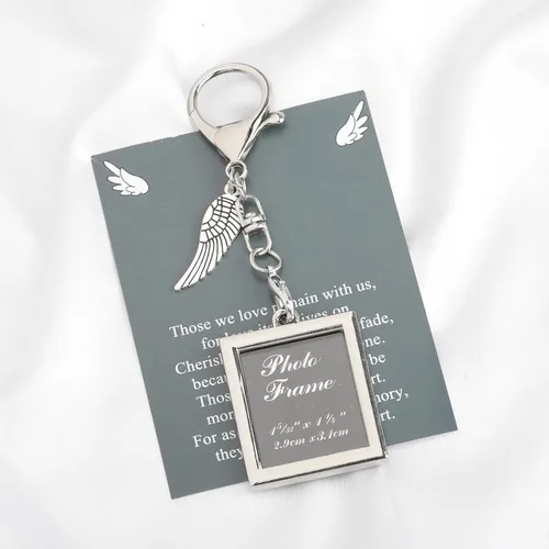 Vista 5 de Llavero con marco conmemorativo, regalos de condolencias por la pérdida de un ser querido, regalo de recuerdo, llavero con alas de ángel