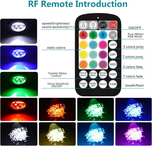 Vista 3 de Twinkle Starlight - Kit de luces LED de estrella para techo, RGBW, Bluetooth, control de aplicación, modo de música, luces de fibra óptica