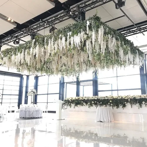 Vista 2 de Paquete de 20 guirnaldas de flores artificiales de seda de 3.3 pies de glicina falsa para colgar en bodas, fiestas, jardín, exteriores, interiores