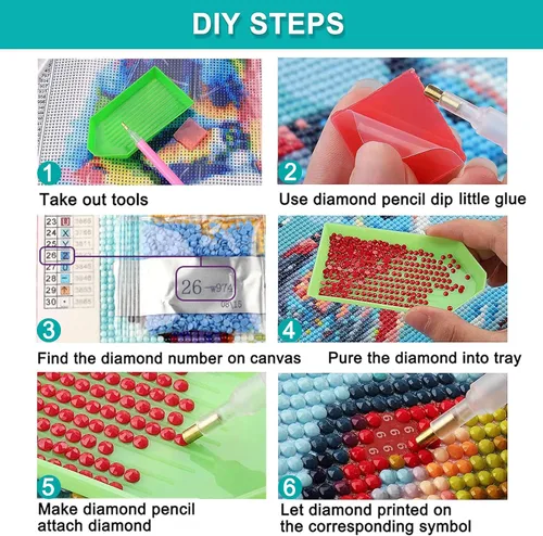 Vista 6 de LELEMON Kits de arte de diamantes para adultos, kits de pintura de diamantes de colibrí para adultos, kit de pintura de diamante 5D con accesorios
