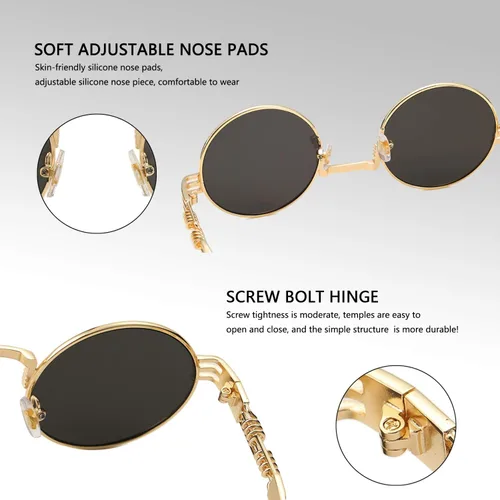 Vista 4 de DeBuff Gafas de sol retro redondas steampunk hippie