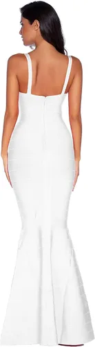 Vista 2 de meilun Vestido largo de vendaje para mujer, vestido de noche formal con cola de pez