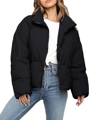 Vista 6 de Polu Women's Puffer Jackets Oversized Long Sleeve Winter Zipper Coat Warm Quilted Jackets with Pockets