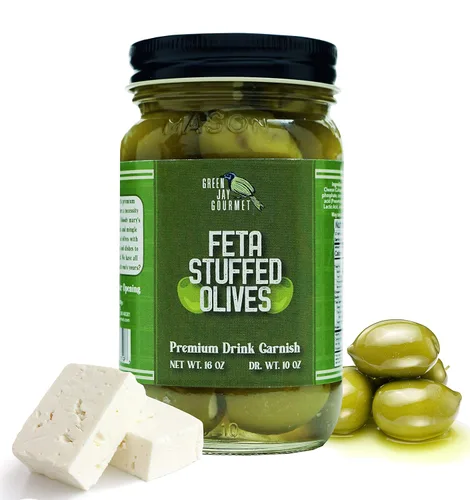 Vista 7 de Green Jay Gourmet Aceitunas Rellenas de Almendra – Aceitunas Verdes Rellenas de Almendra para Decoración de Cócteles y Tabla de Quesos – Aceitunas