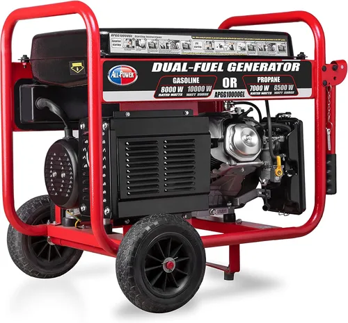 Vista 6 de All Power America - Generador de combustible doble de 10000 W, con arranque eléctrico, portátil, APGG10000GL 10000W, gas/propano, color rojo/negro