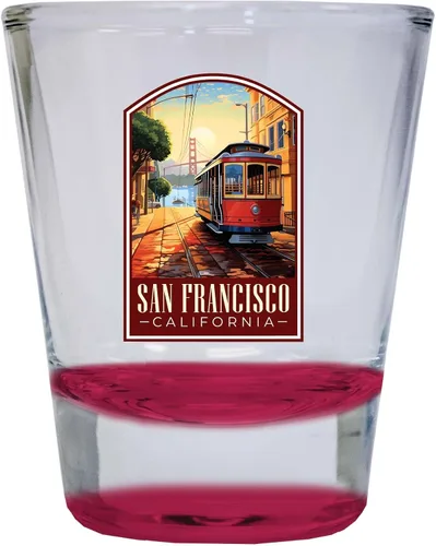 Vista 6 de San Francisco California C Souvenir - Vaso de chupito redondo de 1.5 onzas, color azul, paquete de 2