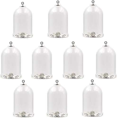 Vista 5 de 10 piezas de botella de globo de vidrio de tubo transparente con accesorios, cúpula de vidrio hueca, dijes colgantes de frasco, Vidrio, Clásico