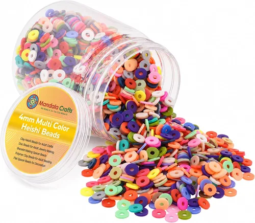 Vista 15 de Mandala Crafts Aqua Heishi - Cuentas de 0.157 in – 6000 cuentas planas de arcilla de disco polimérico para la fabricación de joyas para adultos
