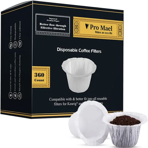 Vista 10 de Pro Mael Filtros desechables de taza K, papel de filtro de café para cafeteras Keurig de una sola porción 1.0 y 2.0, uso con cápsulas K Cup Natural