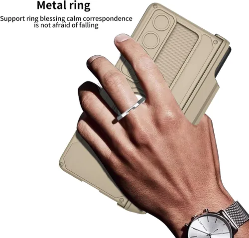 Vista 7 de Wefor Funda para Samsung Galaxy Z Fold 4 con soporte para S Pen (protección de bisagra), soporte magnético de anillo de 360°, cubierta de cámara