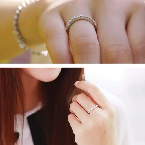 Vista 3 de DesirePath - Anillo de compromiso de plata de ley S925 para mujer