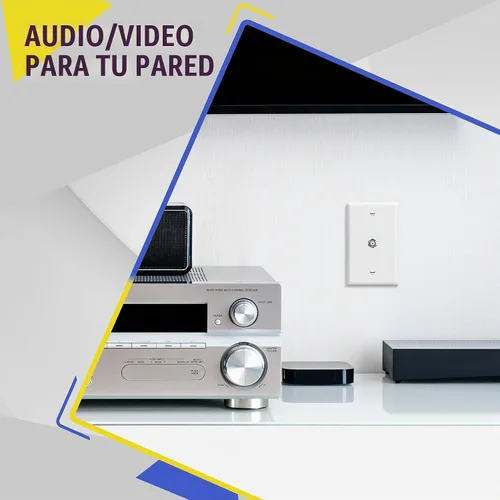 Vista 4 de Conector de tipo F para teléfono y CATV, más conectores hembra RJ11 con placas para pared, Blanco, 1