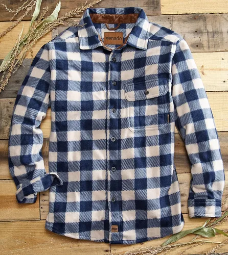 Vista 2 de Venado - Camisas de vellón con cuadros escoceses para hombre, suaves y pesadas