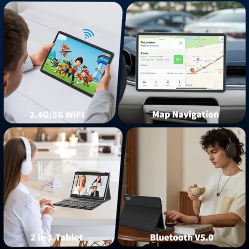 Vista 10 de Tablet Android 2026 de 10 pulgadas, tableta Android 15 con teclado, 24 GB+256 GB+2 TB expandir, tabletas 2 en 1 con Gemini AI, 8 núcleos, 8000 mAh