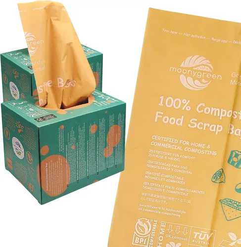 Vista 11 de Bolsas de basura compostables de 13 galones, bolsas altas de basura de alimentos resistentes para cocina, extragruesas, certificadas US BPI ASTM