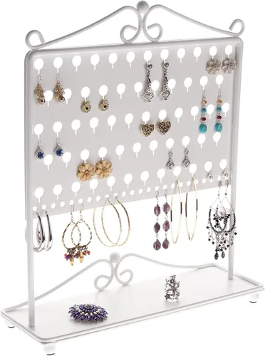 Vista 5 de Angelynn's Organizador independiente para aretes largos y grandes, estante de almacenamiento de joyas colgantes, color negro Laela