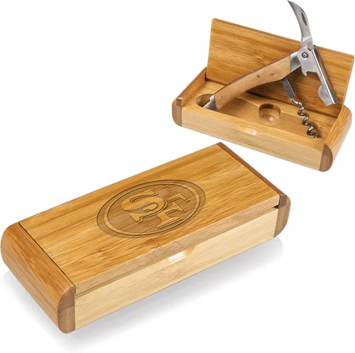 Vista 4 de PICNIC TIME Sacacorchos de camarero Elan Deluxe NFL en caja de regalo de bambú
