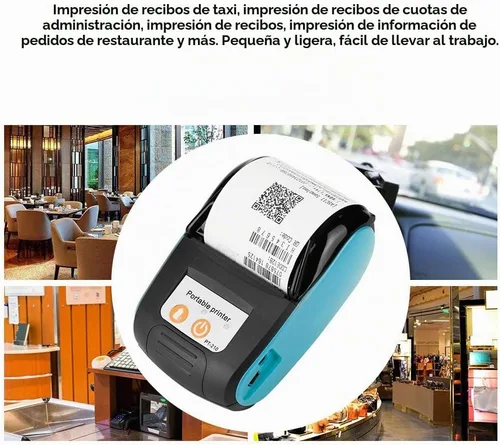Vista 3 de Tangxi Impresora térmica, PT - 210 Impresora portátil de recibos DC 9V/2A Bluetooth Impresora de facturas térmicas 203DPI Interfaz Power Jack Mini