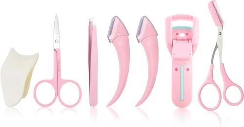 Vista 8 de ONEUPIN Kit de recortadora de cejas 12 en 1, herramienta multiusos para dermaplaning exfoliante, tijeras de cejas, maquinilla de afeitar de cejas