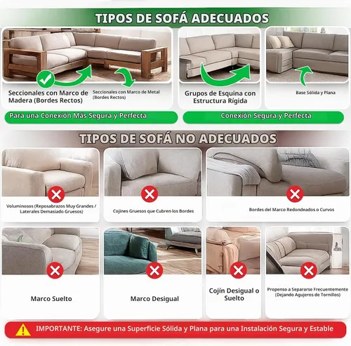 Vista 6 de LazyMe Soporte Conector Entrelazante Universal para Sofá Seccional con Herrajes - 2 Juegos, 4 Piezas