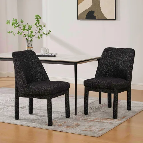 Vista 12 de Modern Minimalist Style Dining Chair,High Curved Backrest Conversation Chair,Comfortable Chenille Side Chairs for Living Beige Set of 2