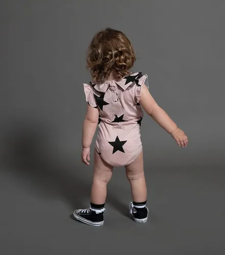 Vista 6 de NUNUNU Enterizo de manga corta para bebé, 100% algodón, unisex para niñas y niños