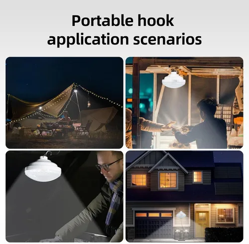 Vista 5 de 2 luces de tienda de campaña recargables 2400mAh LED luz de camping, IPX5 impermeable para camping, al aire libre, corte de energía