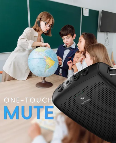 Vista 5 de Mini amplificador de voz inalámbrico personal con 2 micrófonos Bluetooth Micrófono y altavoz portátiles, sistema de altavoces PA recargable de 15