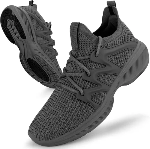 Vista 2 de Pujcs Zapatos antideslizantes para hombre, para caminar, trotar, entrenamiento, fitness, ligeros, transpirables, para gimnasio, atletismo, tenis