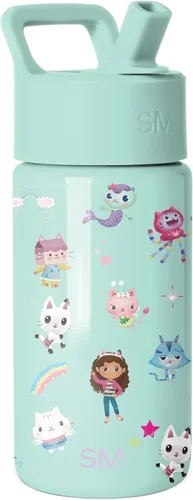 Vista 78 de Simple Modern Botella de agua para niños con tapa con pajilla, vaso aislado de acero inoxidable de 14 onzas para niños y a prueba de derrames