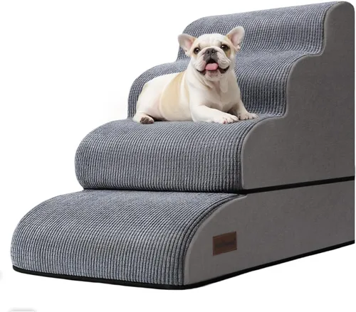 Vista 23 de Aodisman Escaleras para perros y gatos pequeños,Rampa para mascotas de 3 Beige