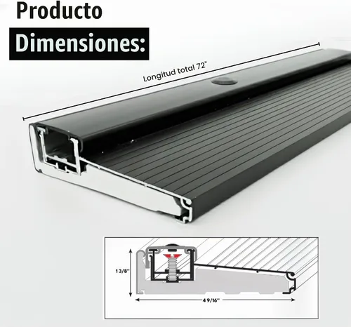 Vista 3 de KC Hardware Umbral de aluminio ajustable negro, ancho corto, diseño de tornillo oculto, umbral de puerta exterior resistente para puertas
