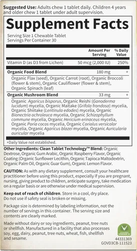 Vista 7 de Garden of Life Vitamin D3 - mykind Suplemento alimenticio integral vegano orgánico de vitamina D para el sistema inmune y salud ósea, 2000 IU