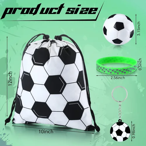 Vista 3 de Nuogo - Juego de 48 piezas de regalos de fútbol, regalos de fútbol, 12 piezas, bolsas de regalo, pulseras, mini bolas antiestrés, llavero