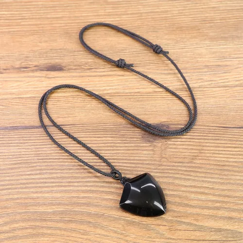 Vista 4 de COAI Collar de amuleto con colgante de obsidiana negra, Piedra, Obsidiana