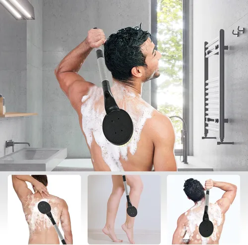 Vista 4 de Depurador de espalda antideslizante para ducha, cepillo de baño desmontable de 21.7 pulgadas para ducha, exfoliante de espalda, exfoliación y salud