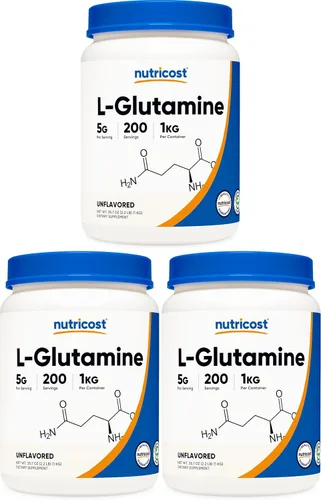 Vista 6 de Nutricost - L-glutamina en polvo, 17.6 onzas (sabor frambuesa azul)