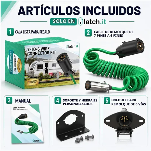 Vista 6 de LATCH.IT Adaptador de remolque de 7 pines a 6 pines V2.0 Cable de remolque resistente a la intemperie de 7 pines a 6 pines El cable se estira