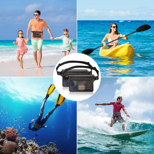 Vista 6 de SYNCWIRE Bolsa impermeable con correa ajustable para la cintura (paquete de 2) – IP68 impermeable para la cintura bolsa seca táctil con cinturón