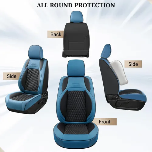 Vista 102 de Coverado Juego completo de fundas de asiento de ajuste personalizado para Chevy Silverado/GMC Sierra 2014-2018 1500, 2015-2019 2500HD 3500HD Negro