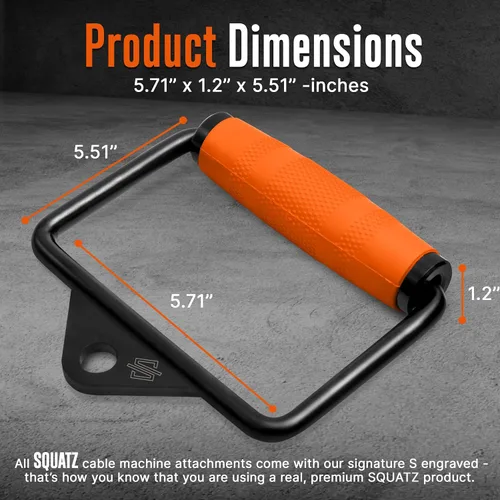 Vista 3 de SQUATZ Single D Row Handle - Non-Slip Handle Cable Attachment for Weight Workout with 360 Degree Rotational Knuckle, Great for Seated Row Exercises