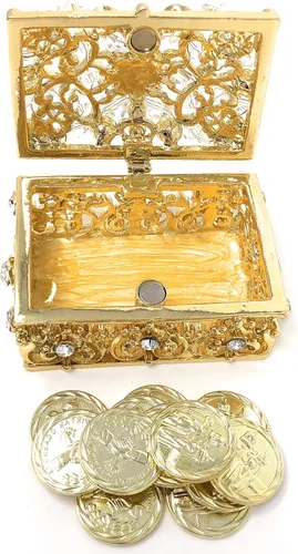 Vista 5 de Arras de Boda - Monedas de Boda - Caja decorativa con cristales de diamantes de imitación recuerdo 76 (dorado)