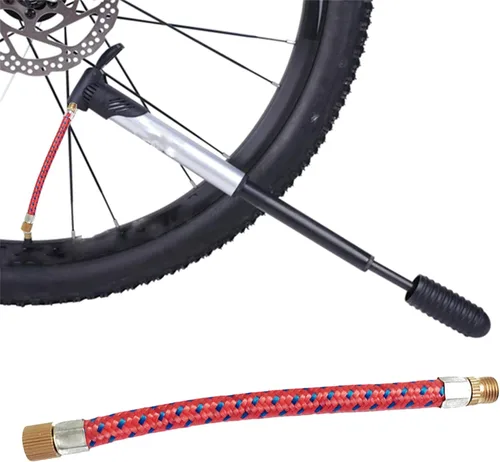 Vista 4 de Manguera de extensión de inflador de bomba de aire para bicicleta de carretera MTB, válvula Schrader, alta presión, 16.5CM, 2 unids/set