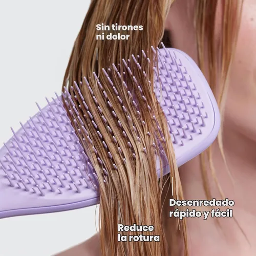 Vista 4 de Tangle Teezer, The Ultimate Detangler Fine & Fragile, Hipnótico Heather Patented two-tier, soft-flex teeth detangles & reduces breakage on wet or