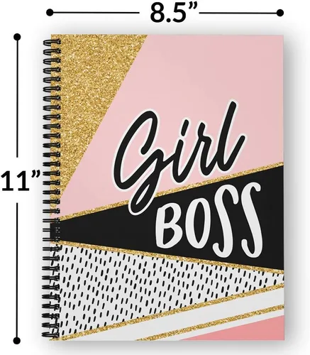 Vista 8 de Softcover Girl With A Dream - Cuaderno motivacional en espiral de 8.5 x 11 pulgadas, 120 páginas con rayas anchas, cubierta laminada brillante